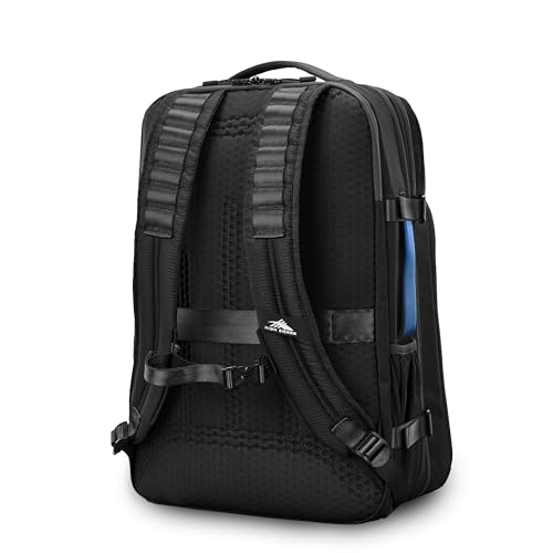 High Sierra Hi-Life Travel Backpack - Features 2-inch Expansion, WetPak Pockets, 17” Laptop Compartment, Stack-It Strap, Adjustable Sternum Strap, Fleece Pocket, Dual Water Bottle Pockets - Blue/Black