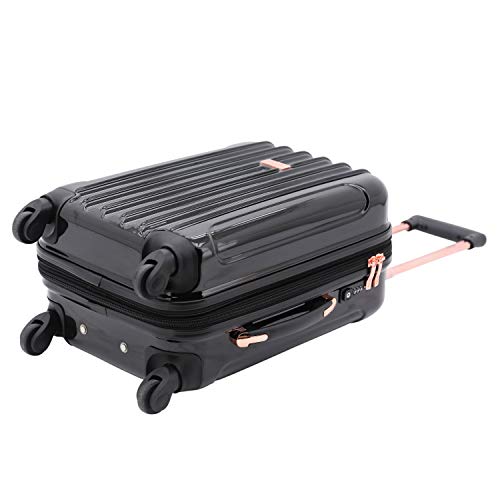 kensie 3 Piece "Alma" Light Metallic Style TSA-Lock Spinner Luggage Set, Midnight Black Option