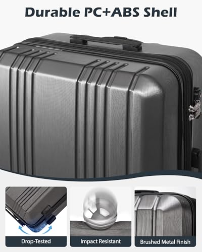 Coolife Luggage 3 Piece Set PC+ABS Hardshell Suitcases with TSA Lock, Spinner Lightweight (wine red, 3 piece set)