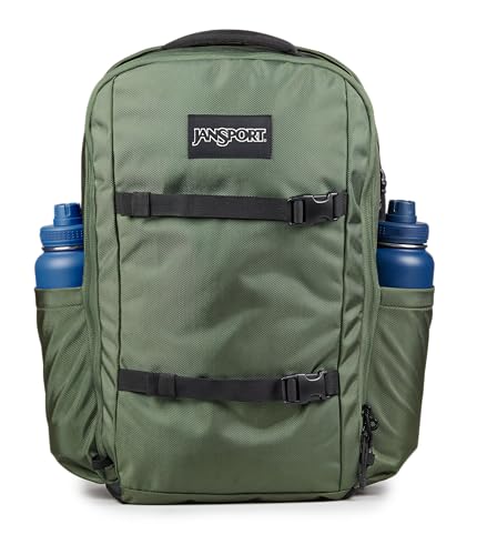 JanSport Venture Pack – Travel Pack With Large Main Compartment with Compression Straps, Dual Water Bottle Pockets, Padded Hip Belt & Luggage Trolley Pass-Through, Cargo Green