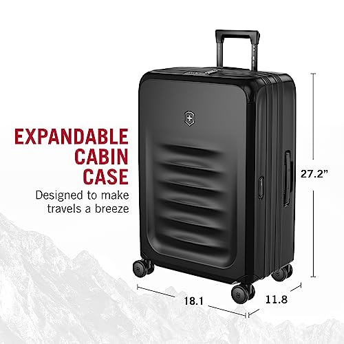 Victorinox Spectra 3.0 Expandable Medium Case - Modern Hardside Luggage - Rolling Suitcase with Spinner Wheels - Holds Travel Accessories - 81 Liters, Black
