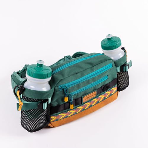 Wilderdog Mega Hip Pack with 3-Liter Capacity, Two Mesh Water Bottle Pockets, Interior Key Loops, Adjustable Straps, and Poop Bag Dispenser (Pacific Blue)