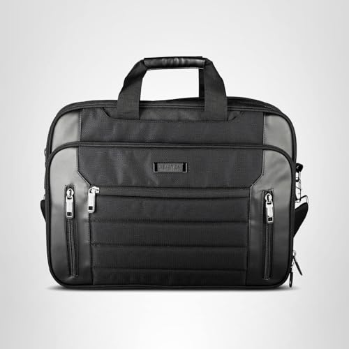 Kenneth Cole Reaction Keystone 1680d Polyester Dual Compartment 17" Laptop Business Portfolio, Black