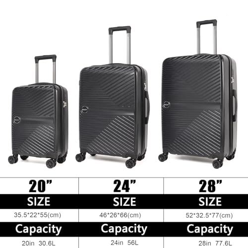 OMBRY Luggage Set 3 Pieces -Suitcase Set - Luggage with Wheels - Check-in Luggage - PC + ABS Durable Suitcase Rotating Silent Wheels 3-Piece 20/24/28 Mint Green (black)
