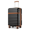 Kono Medium Sized Checked Luggage, 24 Inch Expandable with Spinner Wheels, TSA Lock, ABS + PC Lightweight Travel Suitcase with Larger Capacity and Lighter Weight, Black Brown