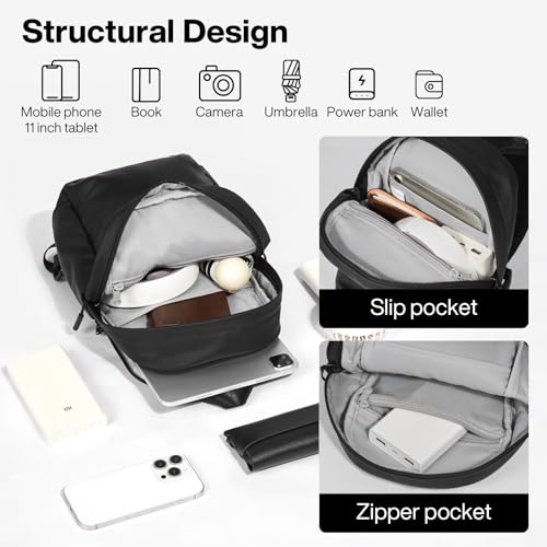 mixi EliteSeries Sling Bag Small Casual Daypack Crossbody Chest Bag One Shoulder Travel Backpack Waterproof Lightweight Versatile-13 Inch, Black