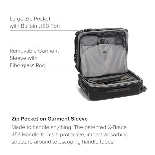 TUMI - Alpha Large Dual Access Expandable 4-Wheeled Carry-On Luggage - Zipper Expansion - Durable and Lightweight Travel Suitcase - TSA Lock Tracer - Dark Black