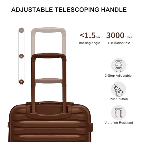 LARVENDER Luggage Sets 3 Piece, Expandable Hardside PP Carry On Luggage Suitcase with 360° Spinner Wheels TSA Lock Suitcase Set for Women Men, Maple