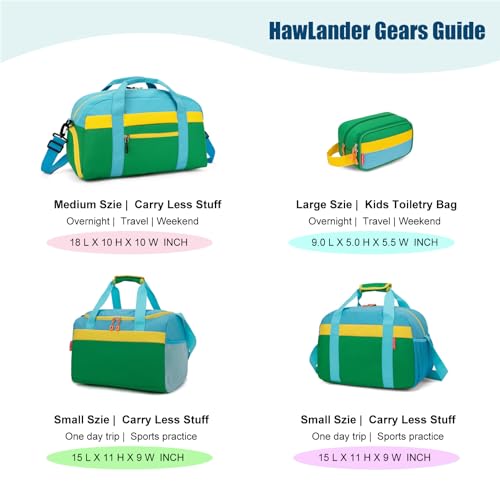 HawLander Large Kids Duffle Bag for Travel, Overnight, or Weekender, 22" inch (Green Yellow)