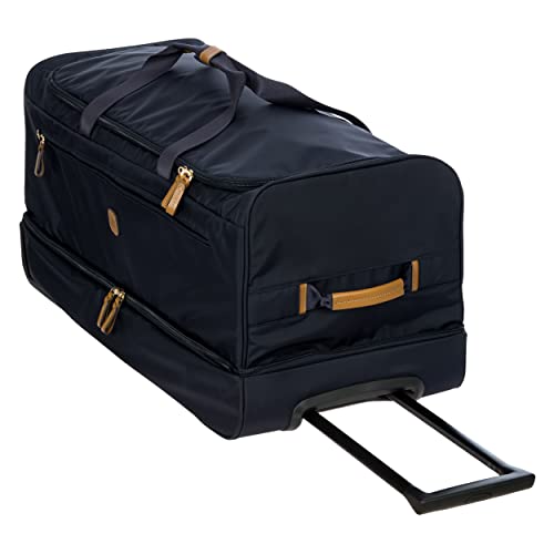 Bric's X-Travel 30-Inch Rolling Shoe Duffle, Wheeled Travel Bag with Dual-Access Shoe Compartment, Telescoping Handle, Tie-Down Straps and Leather Top Handle – Navy