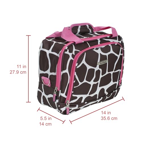 Rockland Fashion Softside 2 Piece Luggage Set, Expandable, (14" Tote/19" Upright), Pink Giraffe