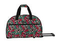 Betsey Johnson Designer Carry On Luggage Collection - Lightweight Pattern 22 Inch Duffel Bag- Weekender Overnight Business Travel Suitcase with 2- Rolling Wheels (One Size, Leopard Rose)