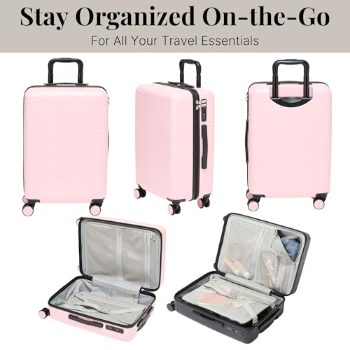 Baggallini Set Wave 22” 4 Wheel Hardside Carry-On Luggage - Lightweight Carry On Suitcase with Wheels