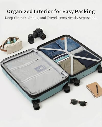 voyzap 3 Piece Luggage Set, 20/24/28 Inch Expandable Luggage Sets with Spinner Wheels, ABS+PC Hardshell Suitcases, Suitcase Set with Double-Layer Explosion Zipper, TSA Lock