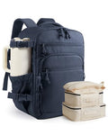 BAGSMART Travel Backpack for Women & Men 17.3 inch Laptop, Flight Approved Carry on Backpack with Shoe bag & 2 Packing Cubes, Water-Resistant Large Business Travel Bag, Weekender Bag - Navy Blue