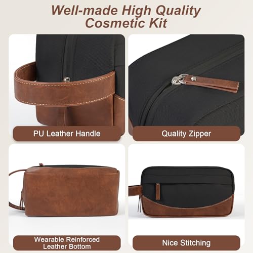 Ezday Travel Toiletry Bag for Men, Hanging Toiletry Organizer, Water Resistant Shaving Kit with Large Capacity for Travel Accessories (Black, Medium)