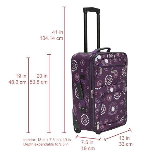 Rockland Fashion Softside Upright Luggage Set, Expandable, Purple Pearl, 2-Piece (14/19)