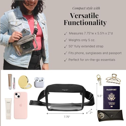 Baggallini Clear Stadium Belt Bag Black One Size