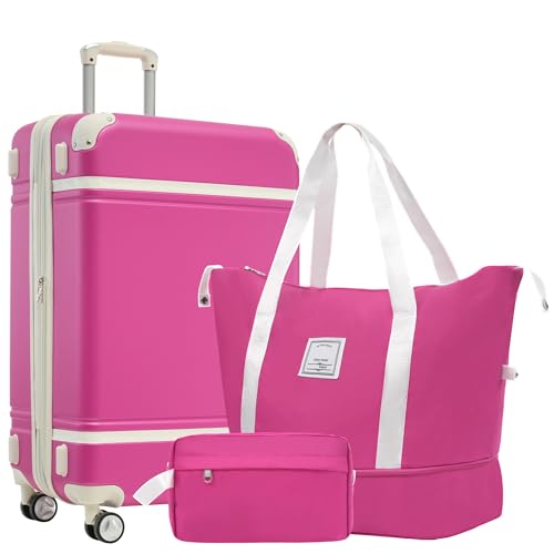 Merax Luggage Sets 24 Inch Suitcase with TSA Lock Hardshell Carry On Luggage with Duffel Bag
