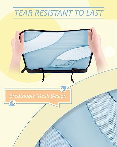 BAGSMART Compression Packing Cubes for Travel, 6 Set Travel Packing Cubes for Suitcases, Compression Suitcase Organizers Bag Set, Lightweight Packing Organizers Sky Blue