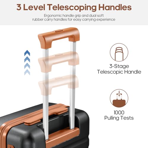 UKEIN PRO 3 Piece Luggage Set, Durable ABS Hardshell Carry On Suitcase Set with Silent Spinner Wheels, YKK Zipper & TSA Lock, Lightweight Large Travel Checked Luggage,20/24/28 Inch