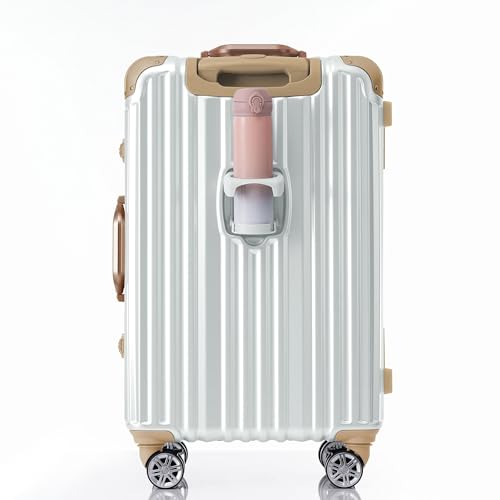 Merax 24 Inch Aluminum Frame Luggage with USB port, Vacation Suitcase with Spinner Wheels and TSA Lock, moonlight