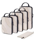 BAGSMART Compression Packing Cubes for Travel, 6 Set Travel Packing Cubes for Suitcases, Compression Suitcase Organizers Bag Set, Lightweight Packing Organizers White Opal