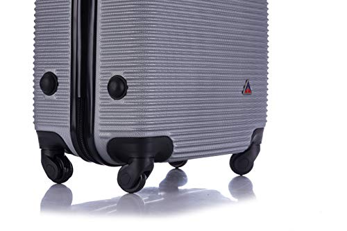 InUSA ROYAL Hardside Luggage with Ergonomic Handles | Spacious Travel Suitcase with Four Spinner Wheels and Studs | 20 Inch Hardside Carry-On Spinner Luggage | Silver