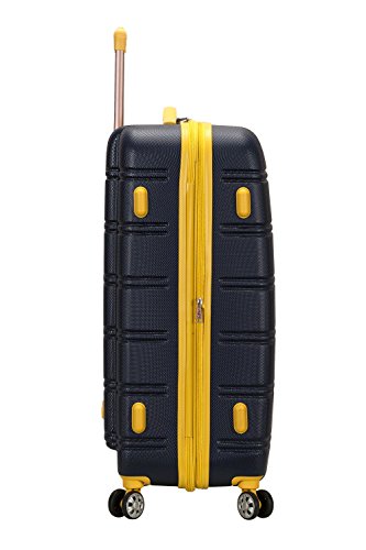 Rockland Melbourne Hardside Expandable Spinner Wheel Luggage, Checked Large 28", Navy