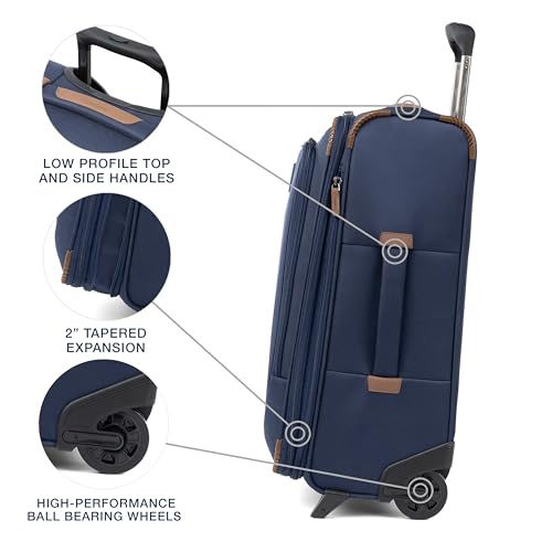 Travelpro Crew Classic Lightweight Softside Expandable Carry on Luggage, 2 Wheel Upright Rollaboard Suitcase, Men and Women, Carry On 22-Inch, Patriot Blue