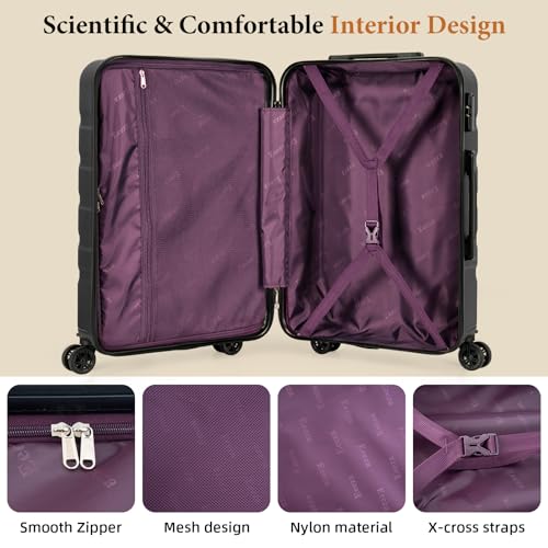 Eeeza Luggage Sets 5 Piece,Suitcases with Wheels, Hard Case Luggage with Detachable Spinner Wheels,Carry On Luggage Set (5 Piece Sets (20"/24"/28"/DB/TB))