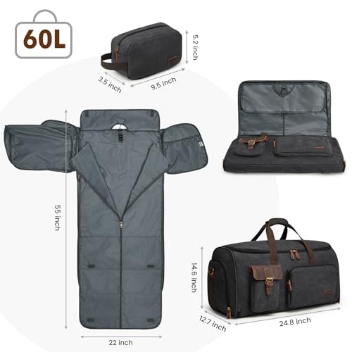 S-ZONE Garment Bags for Travel Convertible Garment Duffle Bags for Travel Suit Carry on Luggage for Men Hanging Suitcase