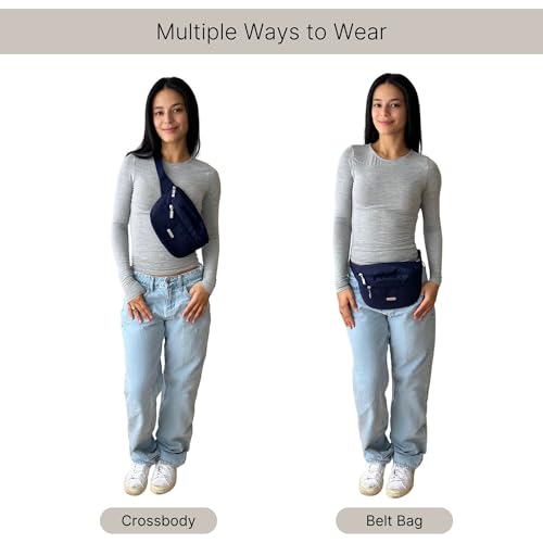Baggallini Essential Belt Bag - 19x6" Crossbody Fanny Pack Waist Pack w/RFID & Adjustable Strap