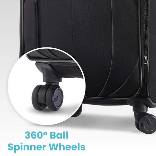 American Tourister 4 KIX 2.0 Softside Expandable Luggage with Spinners, Black, 3PC (CO/MED/LG)