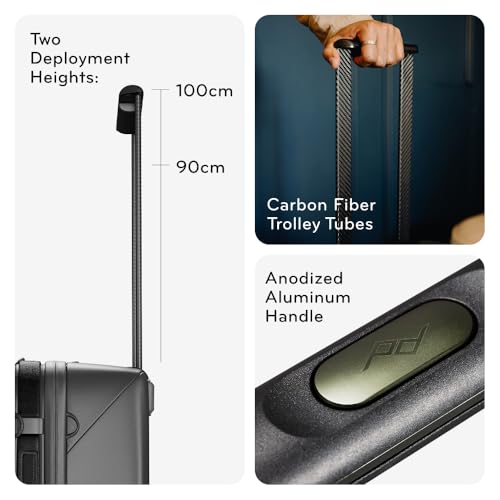 Peak Design Roller Pro Carry-On, Black, Expandable Small Suitcase with Wheels, Carbon Fiber Handle, Drawbridge Opening, Hybrid Soft/Hard Shell, Custom Hardware, Fits XL Camera Cube or Packing Cubes