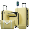 Merax Hardside Luggage Set 5 Piece with Bags,20IN Half-opening Carry on Luggage with USB Port, Expandable 24IN 28IN Luggage with Double Spinner Wheels TSA Lock, Yellow