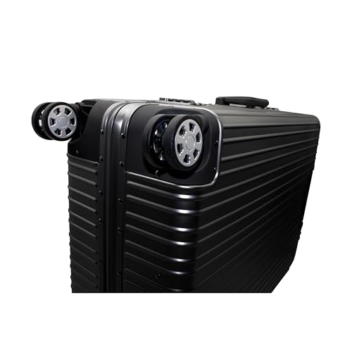Gabbiano All-Aluminum Luggage Set, 2-Piece Zipperless Suitcase (20” Carry-On + 30” Large) – Aluminum-Magnesium Hardside Spinner with TSA Latch Locks, 22x14x9 (Black, Large 30")