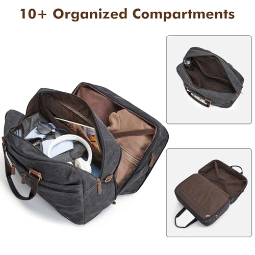 S-ZONE Expandable Duffle Bag for Travel 33L 50L Canvas Weekender Overnight Bags Men Women