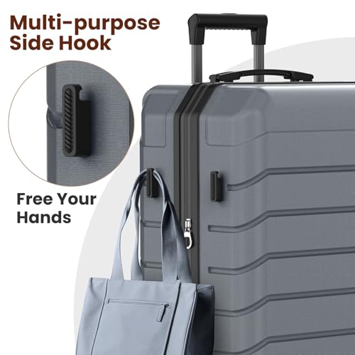 ExoRoute Luggage Sets 3 Piece, Hardside Carry On Suitcase with Spinner Wheels, Lightweight Durable Luggage for Travel | TSA Lock, Expandable Suitcase Set for Men and Women（20/26in） (Grey)
