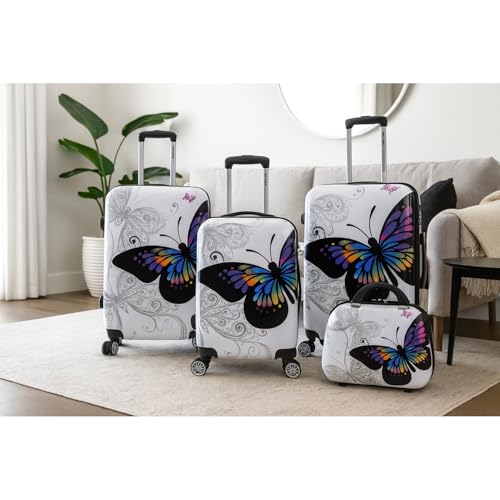 World Traveler Butterfly Luggage, 4-Piece Set