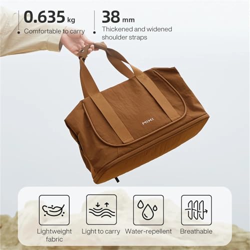 RXJPASD Compatible for Mixi Large Capacity Foldable Travel Duffel Suit Bag, Sports Fitness Shoulder Handbag for Women(Light Gray)
