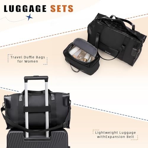 Eeeza Expandable Luggage Sets 5 Piece,Suitcases with Detachable Wheels,ABS Hard Case Luggage with TSA Lock Spinner Wheels,Carry On Luggage Set