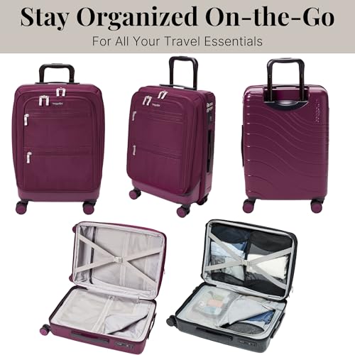 Baggallini Set Wave 22” 4 Wheel Hybrid Carry-On Luggage - Lightweight Carry On Suitcase with Wheels