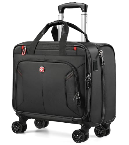 star cloud Rigid Frame Rolling Laptop Bag on Wheels, Rolling Briefcase with USB & Type-C Charging Port,Water Resistant Rolling Computer Bag for 17.3 Inch Laptop, Work Travel and Business