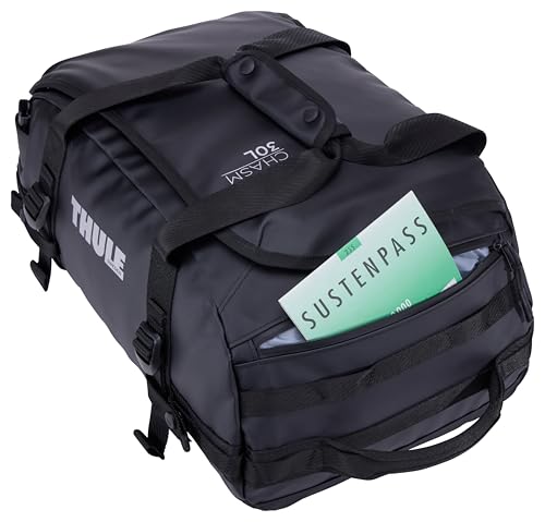 Thule Chasm 30L Duffel - Wide Opening for Easy Packing - Converts to Backpack - Internal mesh Pockets - Padded Bottom - Lockable Zippers - 100% Recycled Fabric, Webbing and mesh