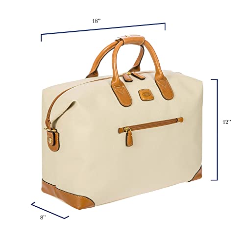 Bric's FIRENZE Cargo Duffel Bag - Luxury Travel Tote with Luggage Sleeve - Weekender and Travel Carry On Bags For Women and Men - Embossed PVC - 18 Inch, Cream