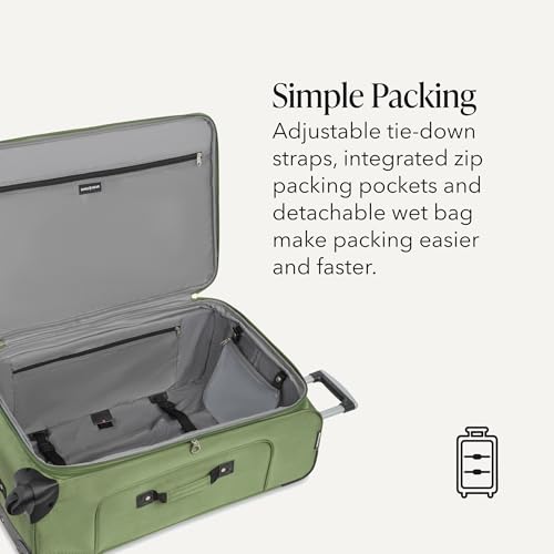 SWISSGEAR Sion Softside Expandable Spinner Luggage Durable Lightweight Travel Suitcase, Evergreen, Checked-Large