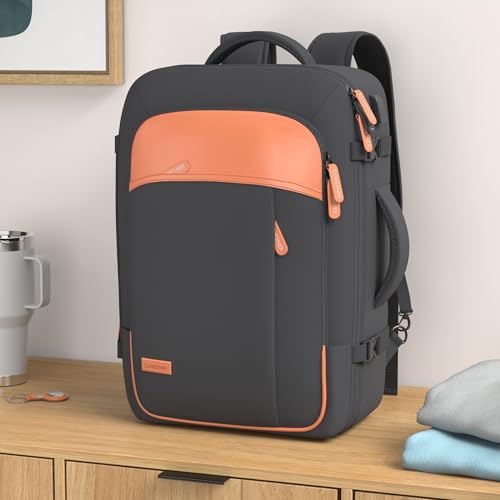 Lumesner Carry on Travel Backpacks, Extra Large 40L Flight Approved Bag for Men & Women,Expandable Suitcase Backpack With 4 Packing Cubes,Water Resistant Luggage Daypack Business Weekender Bag, Black