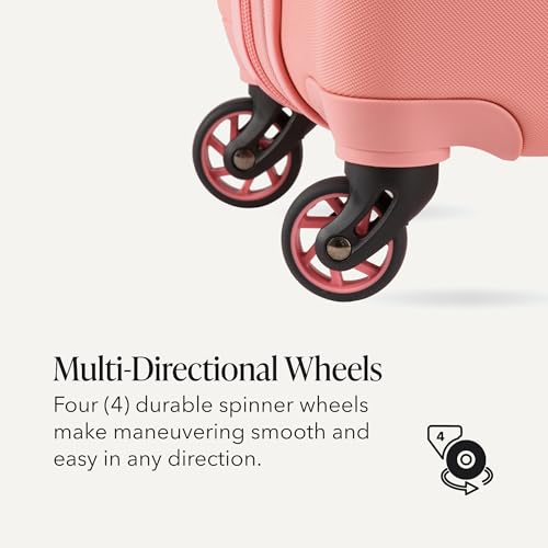 SwissGear 7366 Signature Hardside Expandable Luggage with Spinner Wheels, TSA Lock, Cup-Holder, Coral Almond, Carry-On 19-Inch