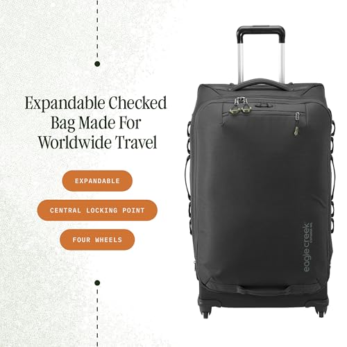 Eagle Creek Expanse 4-Wheel 30" Luggage – Durable Checked Spinner Suitcase with Expandable Capacity – Rugged Fabric, Lockable Zippers & Grab Handles – Travel-Ready – Midnight Black